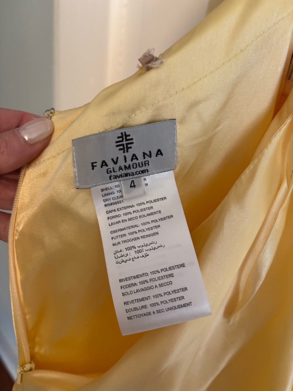 Faviana Yellow Satin Prom Dress - Picture 4 of 8